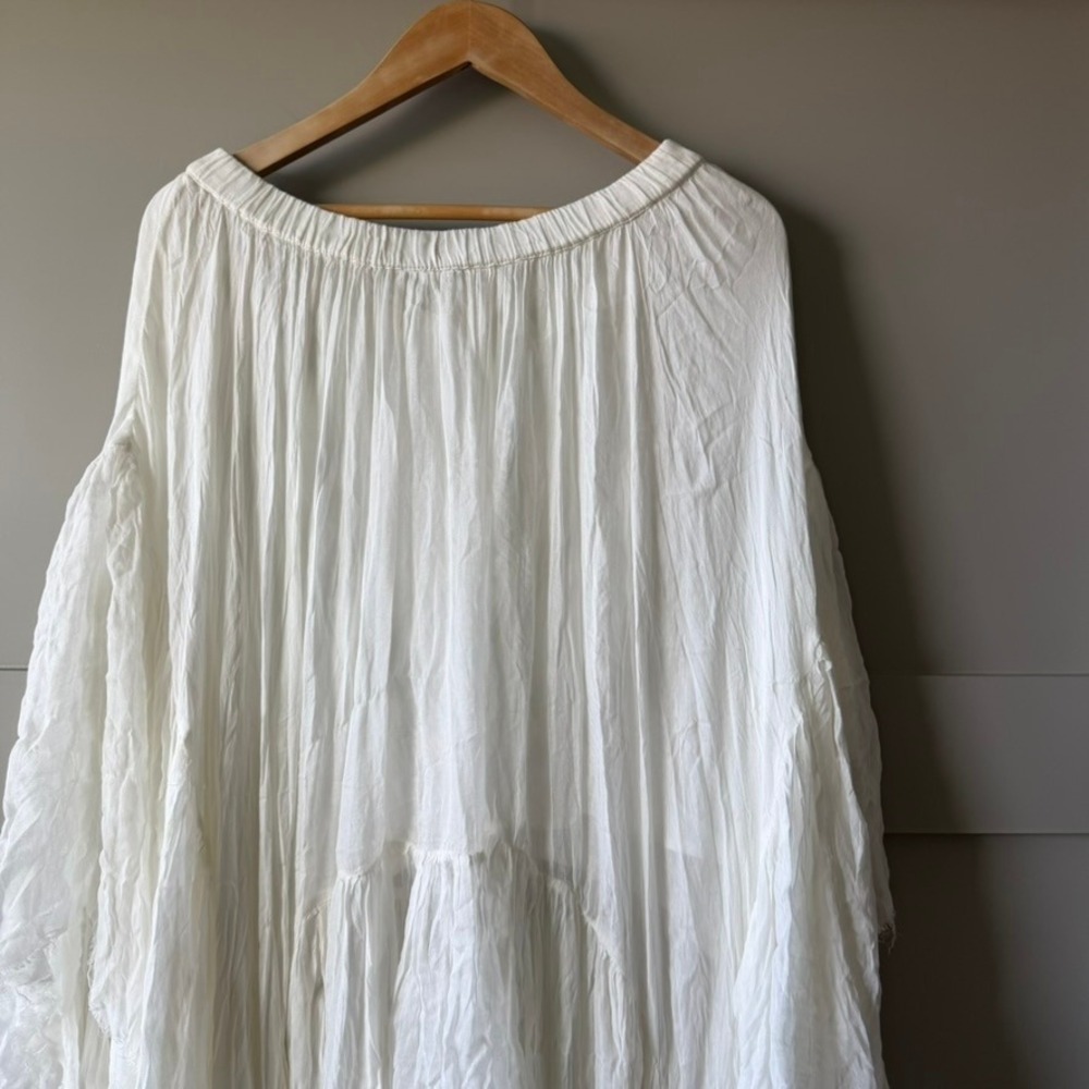 Free People White Handkerchief Raw Hem Sheer One Clover Skirt Sz S/M Boho - Picture 2 of 16
